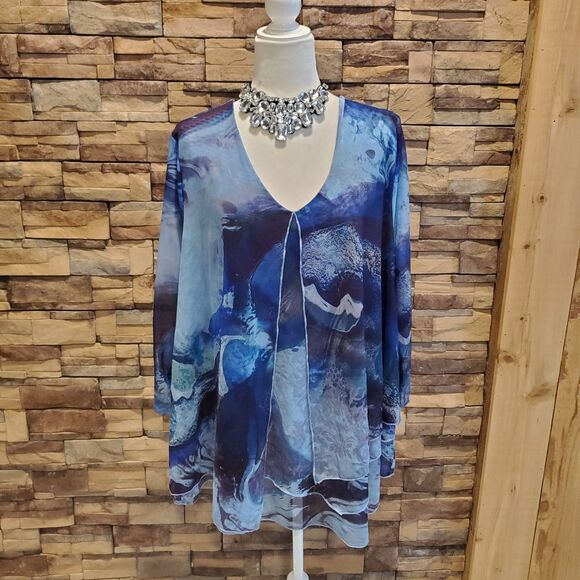ONE WORLD TUNIC LONG SLEEVE POLY/SPANDEX SIZE 1X - Picture 1 of 7